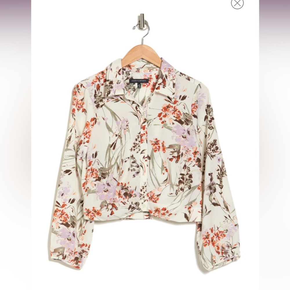 Supply & Demand “Quincy” Floral Blouse / Top Cottagecore Romantic.  Sz L.   NWT! - Picture 2 of 11